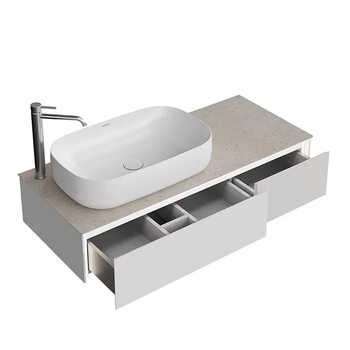 Kerama Marazzi Magica Тумба подвесная, 115.4х48.5х22см., 2 ящика, цвет: утренний серый матовый