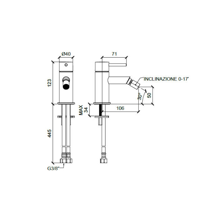 Almar Mixers Смеситель для биде, 1 отв., без донного клапана, цвет: High Brass Brushed PVD