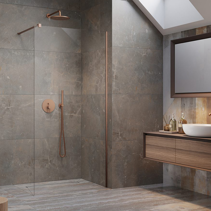 Radaway Modo New II Душевое ограждение 120см, стекло прозрачное, покрытие Easy Clean, профиль: брашированная медь