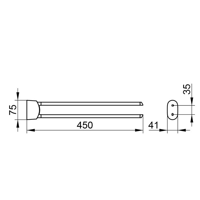 Keuco Elegance Полотенцедержатель двойной, поворотный, подвесной, цвет: хром