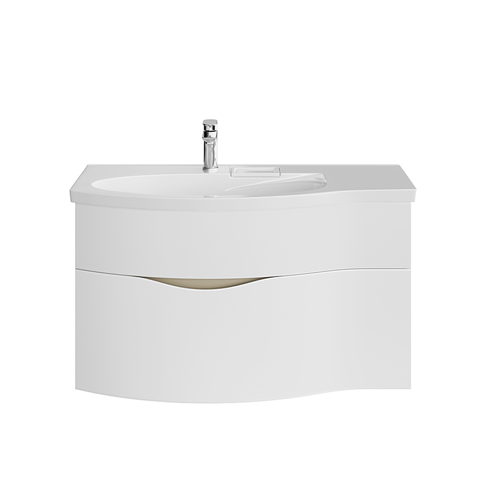 Kerama Marazzi Riva Тумба подвесная 100см, левая, с раковиной, цвет: белый матовый