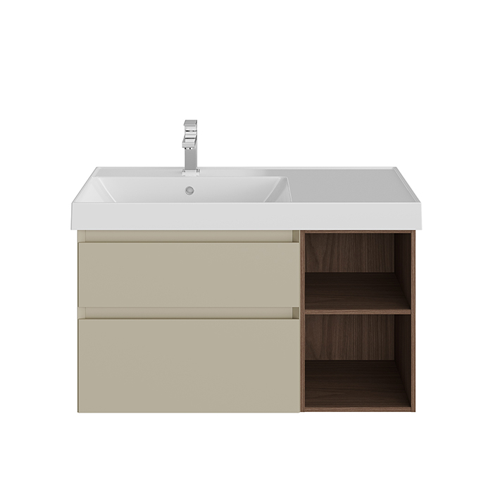 Kerama Marazzi Cubo Тумба подвесная 90см, левая, цвет: лимо матовая / орех
