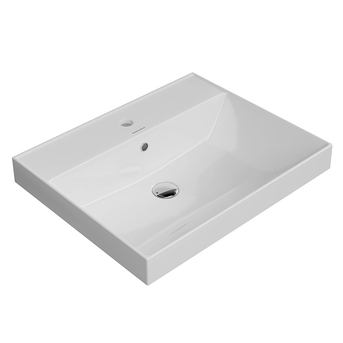 Kerama Marazzi Cubo Раковина 60х48.5х18см., подвесная, мебельная, 1 отв., с переливом, цвет: белый глянцевый