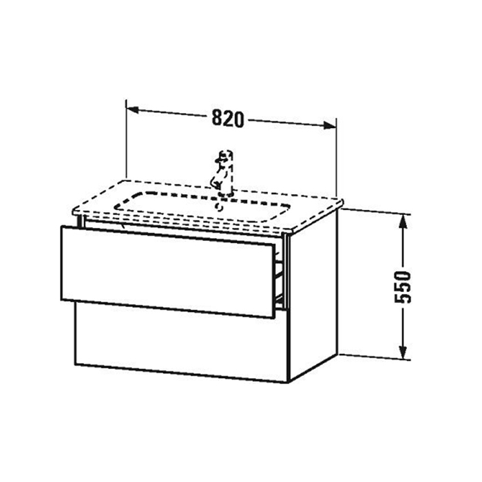 Duravit L-Cube Тумба с раковиной 82х48.1см, подвесная, цвет: орех натуральный