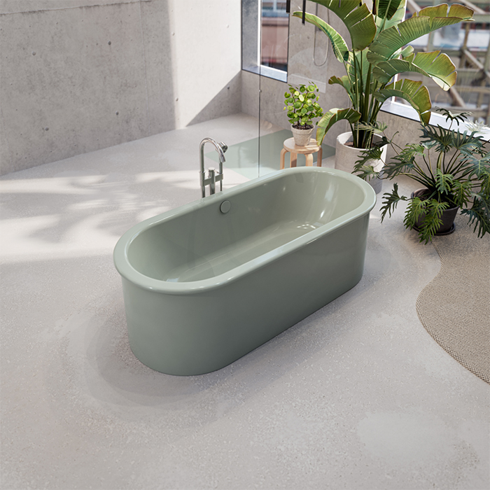 BETTE Suno Oval Ванна отдельностоящая 177×77см, с шумоизоляцией и экраном, цвет: Salvia