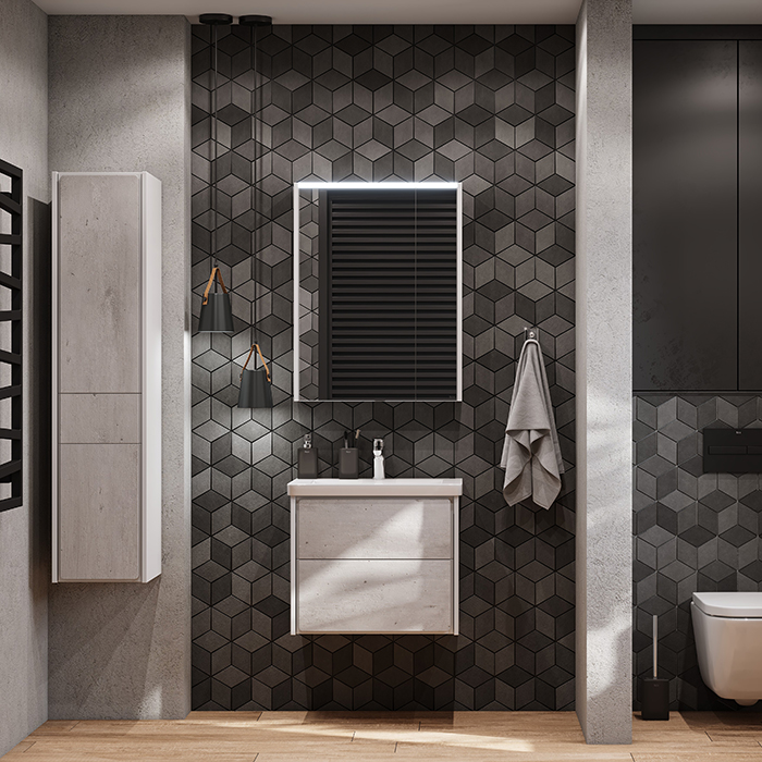 Roca Ronda Зеркальный шкаф 60x78см, с LED-подсветкой сверху, блоком с розеткой и выключателем-кнопкой с диммером, цвет: белый матовый 