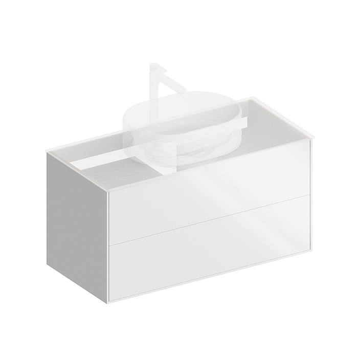 Kerama Marazzi PLAZA Modern Тумба подвесная 100x48см, 2 ящика, цвет: белый / дуб виченце