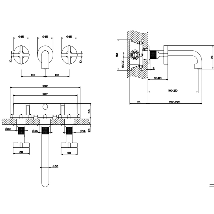 Gessi Inciso Смеситель для раковины, встраиваемый, внешняя часть, цвет: хром