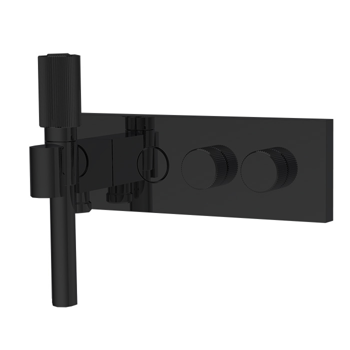 Fima Carlo Frattini Switch Душевая система верхний душ 25см., смеситель на 2 выхода и ручной душ, цвет: черный матовый