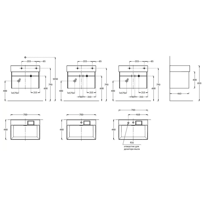 Kerama Marazzi Logica Тумба подвесная 67x46x40.3см., 2 ящика, цвет: стальной серый