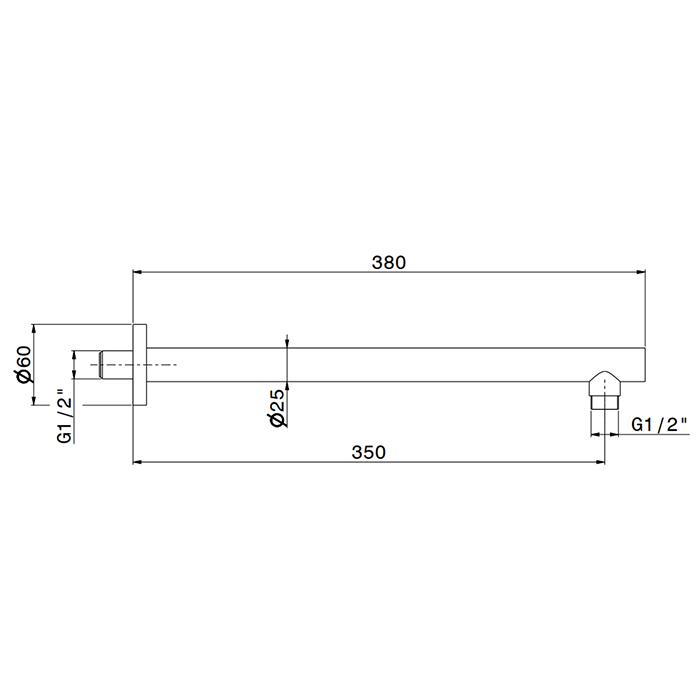 Newform X-STEEL 316 Кронштейн для верхнего душа, настенный., L=350 мм, G1/2", цвет: PVD Brushed pale gold