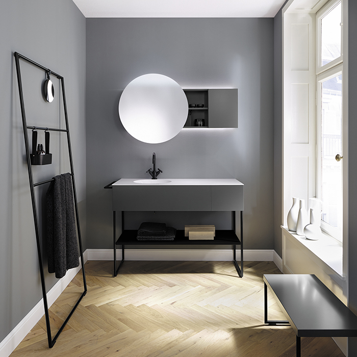 Burgbad Coco Зеркальный шкаф с подсветкой 120x70x17 см, цвет: серый