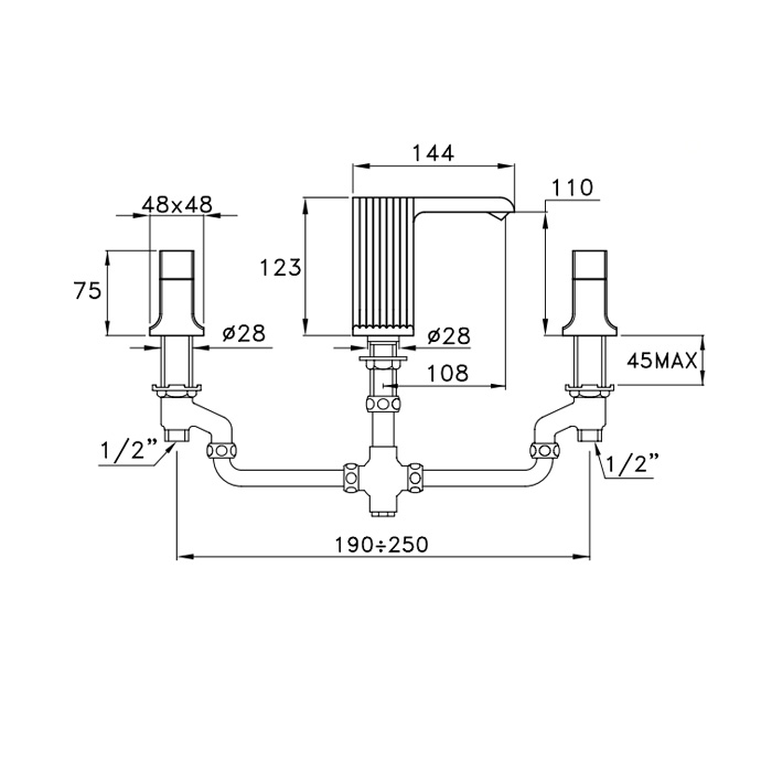 Stella Casanova Смеситель для раковины на 3 отверстия 3222TR, цвет: хром