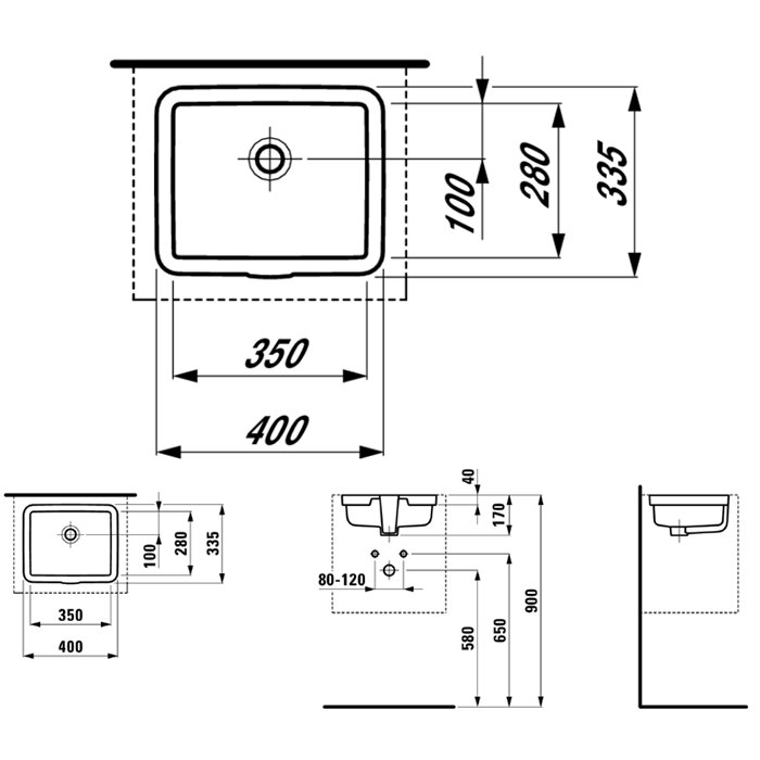 Laufen Living City Раковина 40х33.5х17 см, без отв., цвет: белый