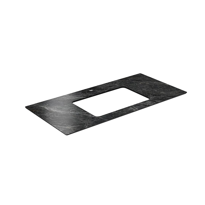 Kerama Marazzi Столешница из керамогранита для встраиваемых раковин снизу Риальто 100см, с 1 отв., толщина 9мм, цвет: серый темный лаппатированный