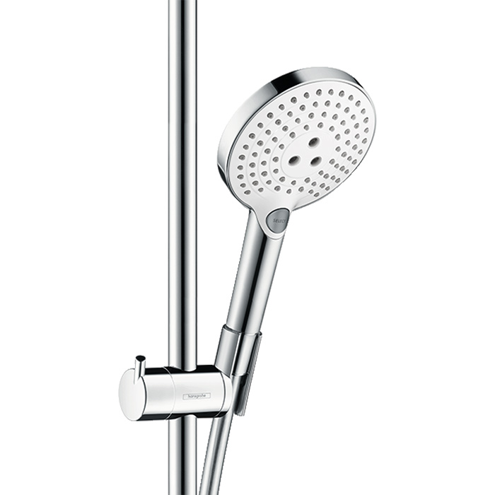 Hansgrohe Raindance Select S Душевой набор: штанга 90см, ручной душ, 3jet (Rain, RainAir, WhirlAir), мыльница, шланг, цвет: белый/хром