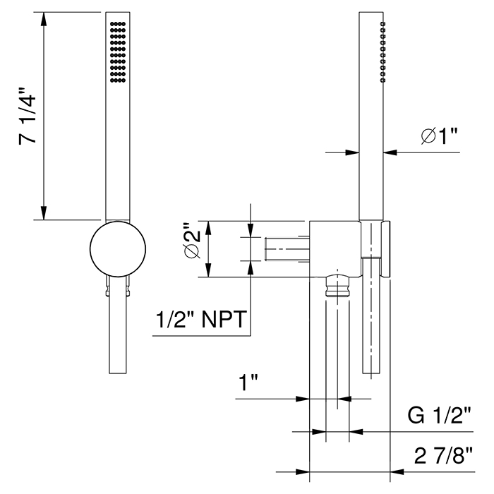 Fantini AF/21 Душевой набор: вывод воды на 1/2”, шланг 150 см, ручная лейка FIT, держатель для лейки, цвет: Matt Copper PVD