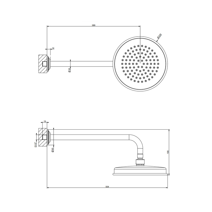 Gessi Venti20 Верхний душ Ø20см., с настенным держателем 38.9см., цвет: Black Metal Brushed PVD