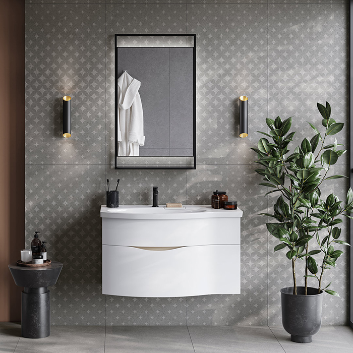 Kerama Marazzi Riva Тумба подвесная 100см, левая, с раковиной, цвет: белый матовый