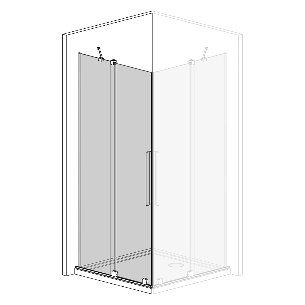 Radaway Furo KDD Душевая дверь 100см, раздвижная, левая, стекло прозрачное, покрытие Easy Clean, профиль: черный