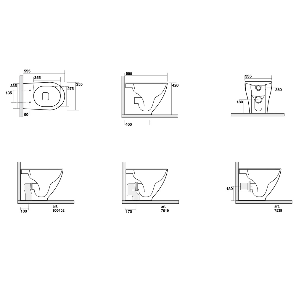 Kerasan Aquatech Унитаз напольный 55х36см, с крепежом, цвет: белый матовый