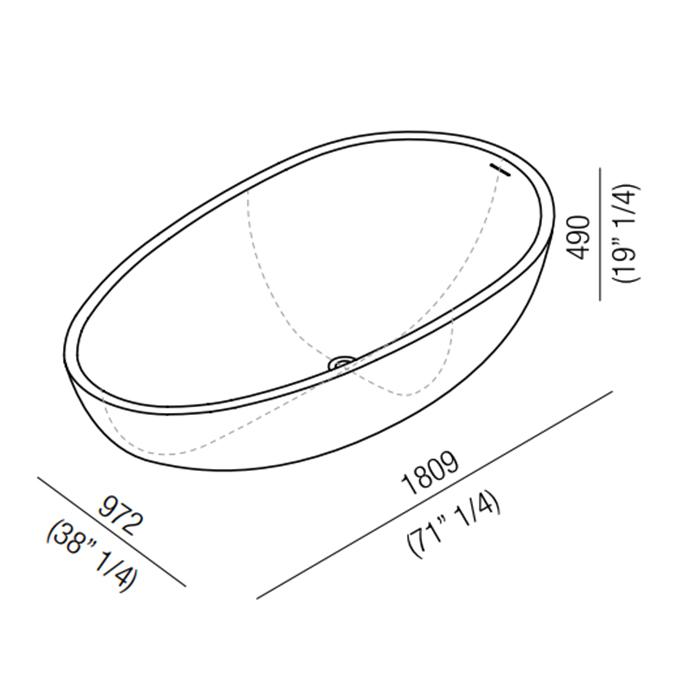 Agape Spoon XL Ванна отдельностоящая 180.9x97.2x49 см, цвет: белый/темно-серый