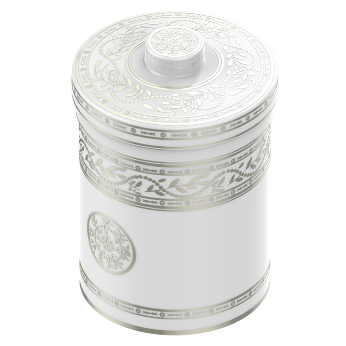 THG MARQUISE BLANC DECOR PLATINE Банка керамическая с крышкой, настольная, декор платина, цвет: белый