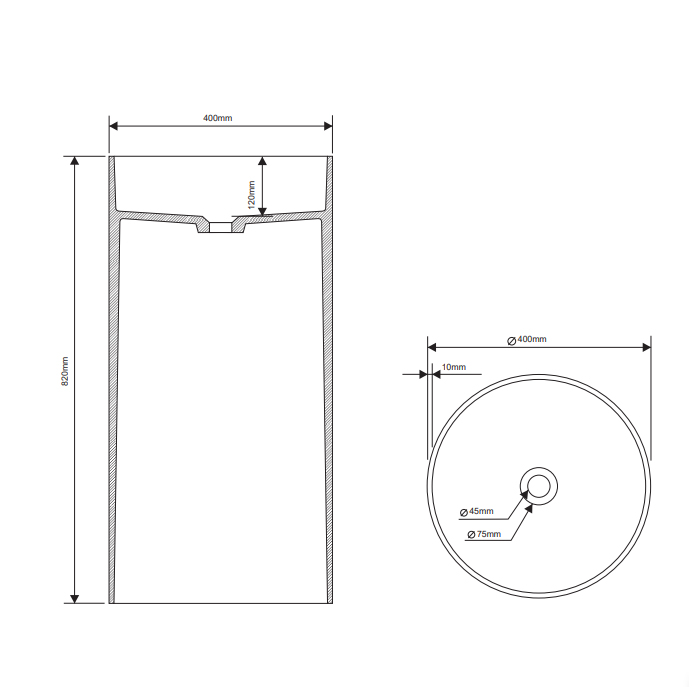 Dea Design Раковина 45х90см., напольная, без отв., цвет: grey