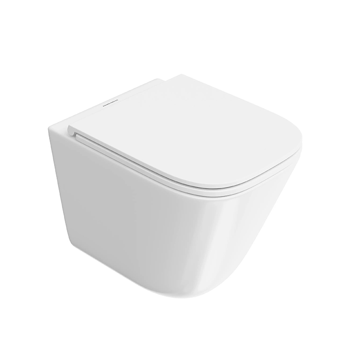 Kerama Marazzi Cubo Унитаз 34х48см, подвесной, смыв торнадо, с крепежом и сиденьем, цвет: белый глянцевый