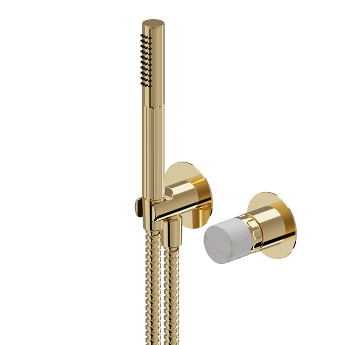 Newform Ionika allure bagno Внешняя часть прогрессивного смесителя с ручным душем, цвет: PVD glossy gold