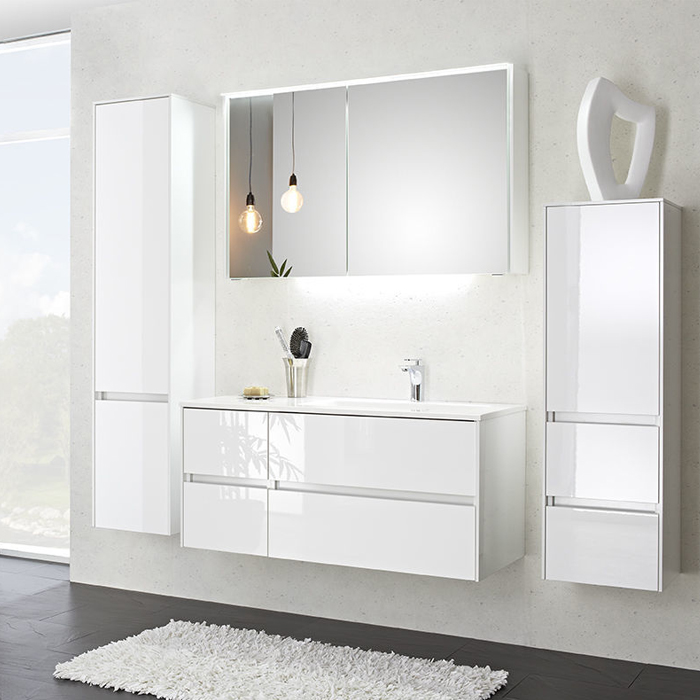 Pelipal Solitaire 6010 Комплект мебели с зеркальным шкафчиком и подсветкой, 112см, Цвет: белый