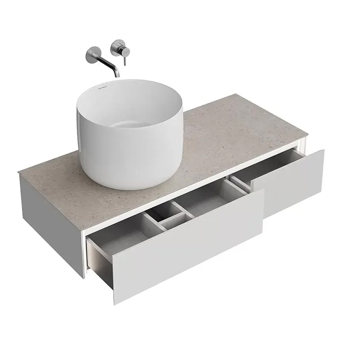 Kerama Marazzi Magica Тумба подвесная, 115.4х48.5х22см., 2 ящика, цвет: утренний серый матовый