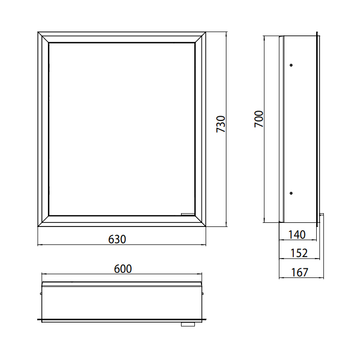 EMCO Prime Зеркальный шкаф 60x70см., с подсветкой, встраиваемый, 1 дверь, L, 2 полки, розетка, цвет: черный