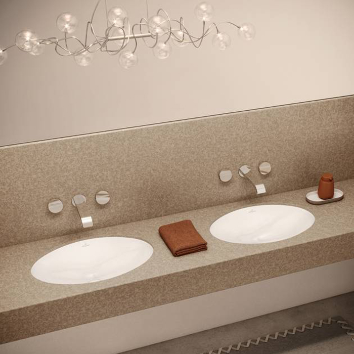 Villeroy&Boch Evana Раковина 50х35х22см., без отв., встраиваемая под столешницу, с переливом, с крепежом, цвет: альпийский белый