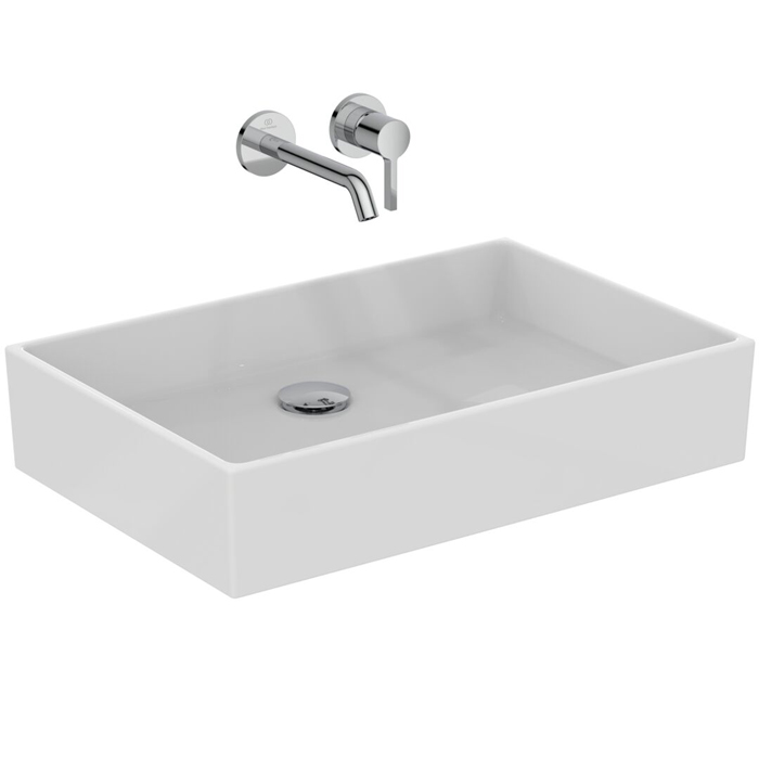 Ideal Standard Extra Раковина 60х40хh12.5см., накладная, без отв., без перелива, с крепежом, цвет: белый глянец