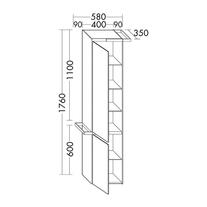 Burgbad Yso Шкаф подвесной 40x35x176 см, цвет: аутентичный дуб