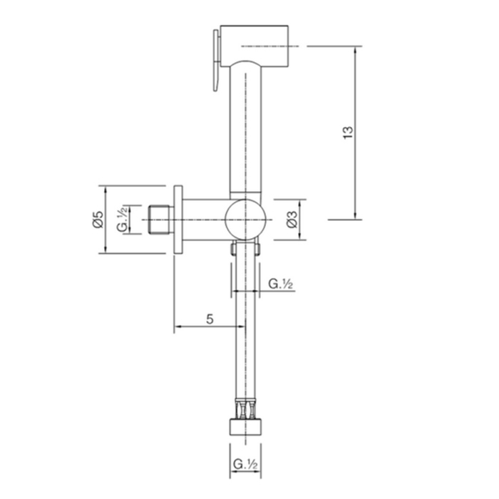 Cisal Shower Гигиенический душ, со шлангом 120см, вывод с держателем, цвет: золото
