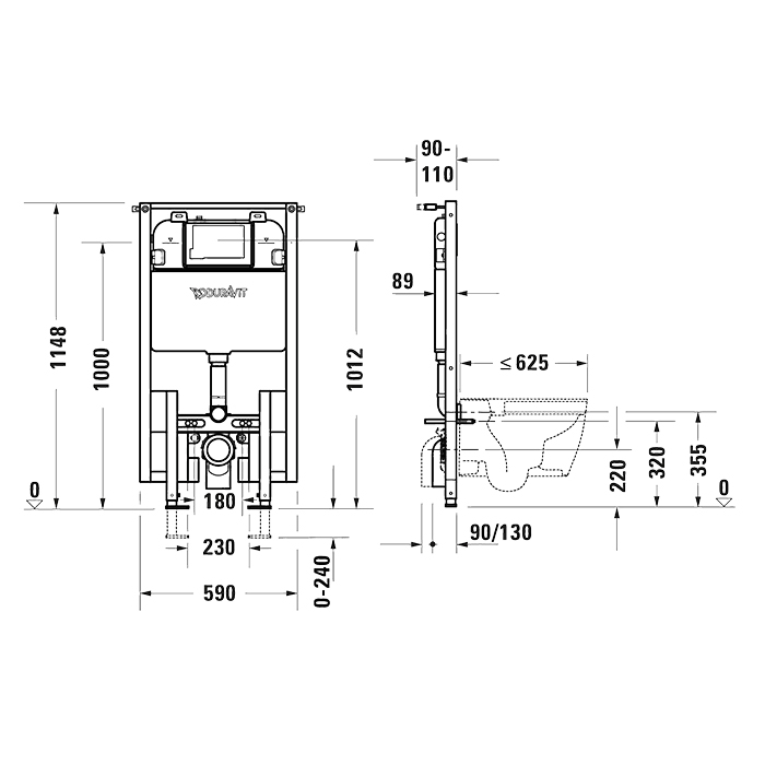 Duravit DuraSystem Инсталляция для подвесного унитаза 1148x590x90mm