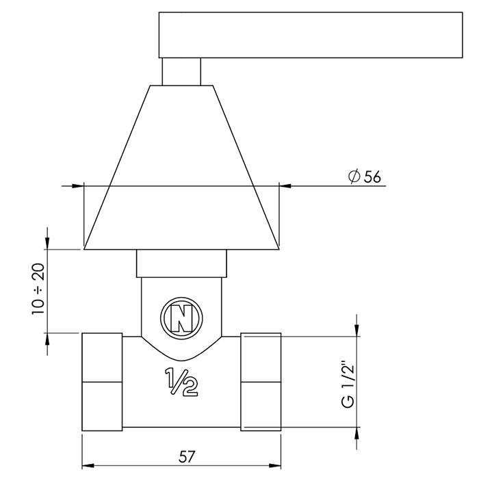 Nicolazzi Flag Запорный вентиль, на 1 отв., цвет: хром