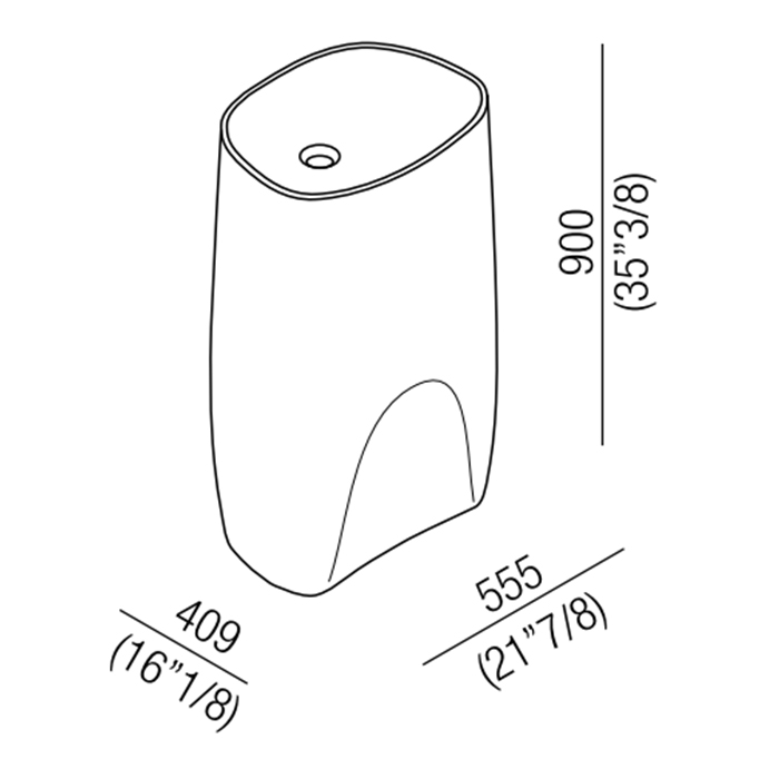Agape Pear C Раковина 55.5x40.9x90 см, без отв., выпуск в пол, цвет: белый