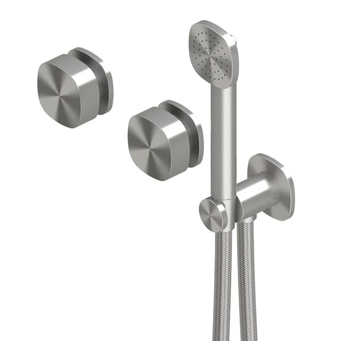 QuadroDesign Super Смеситель для душа, настенный, с ручным душем, цвет: Brushed Stainless Steel