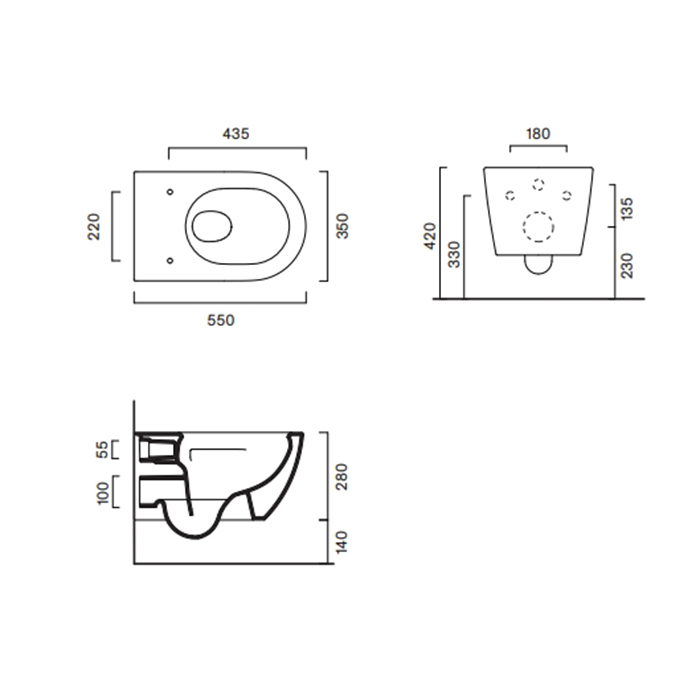 Catalano Sfera Унитаз подвесной 55х35см, безободковый, смыв Tornado, покрытие Twinglaze+, цвет: белый матовый