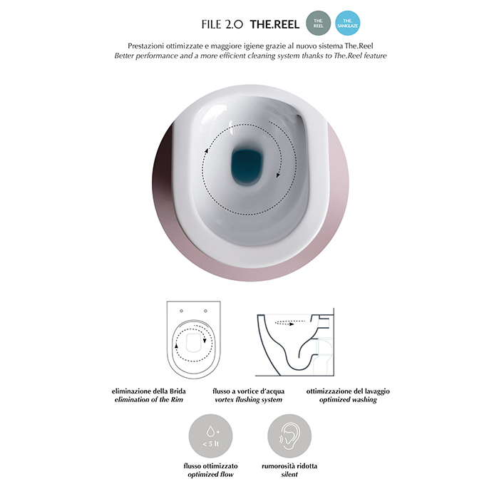 Artceram File 2.0 Унитаз подвесной 36х52см, безободковый, турбо смыв the.reel, saniglaze, цвет: черный матовый
