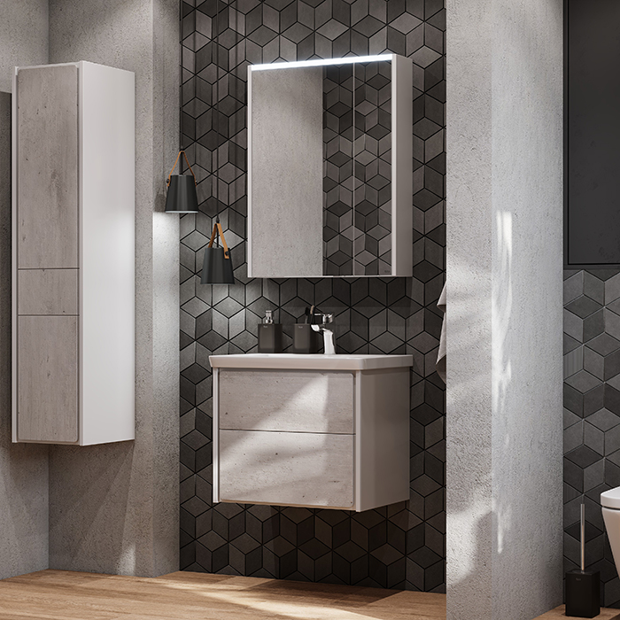 Roca Ronda Зеркальный шкаф 60x78см, с LED-подсветкой сверху, блоком с розеткой и выключателем-кнопкой с диммером, цвет: белый матовый 