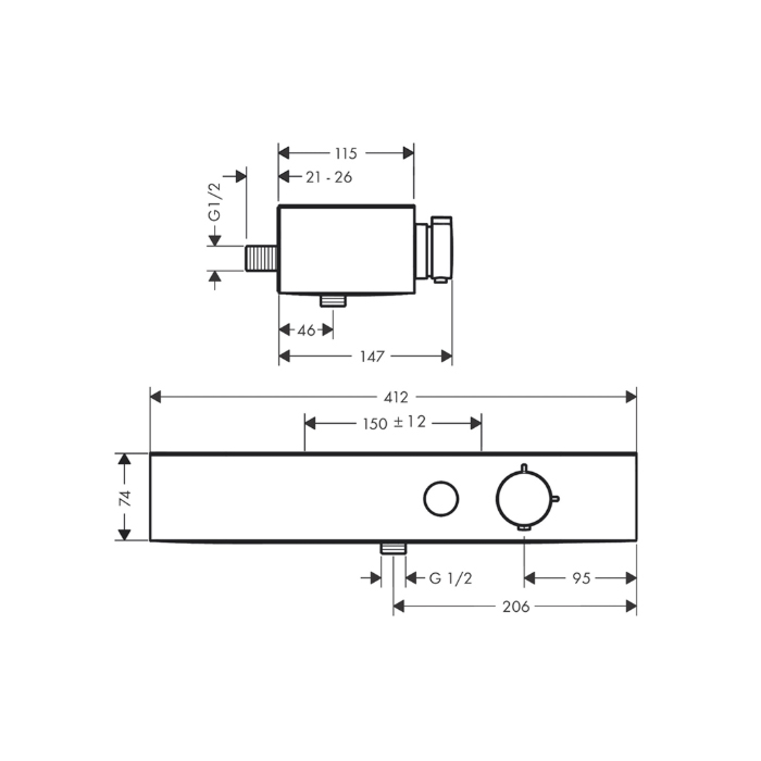 Hansgrohe ShowerTablet Select Смеситель для душа, настенный, термостатический, цвет: белый матовый