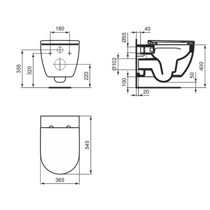 Ideal Standard Ellisse Унитаз подвесной, безободковый, с сиденьем, цвет: белый