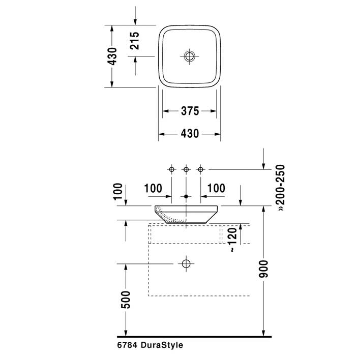 Duravit DuraStyle Раковина 43х43 см, без отв., цвет: белый