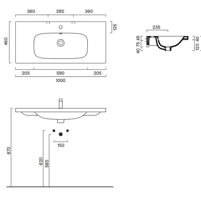 Catalano Alvea Раковина 100x46см, с 1 отв., цвет: белый глянцевый
