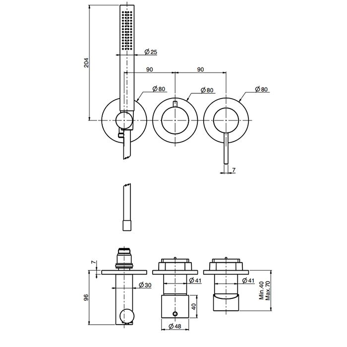 Fima Carlo Frattini Spillo Up Смеситель для душа, встраиваемый, с переключателем на 2 источника, с ручным душем, цвет: хром
