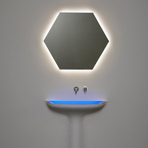 Antonio Lupi MODULO Зеркало 108х108х2.5cм., на раме, с блестящей кромкой, с белой светодиодной подсветкой